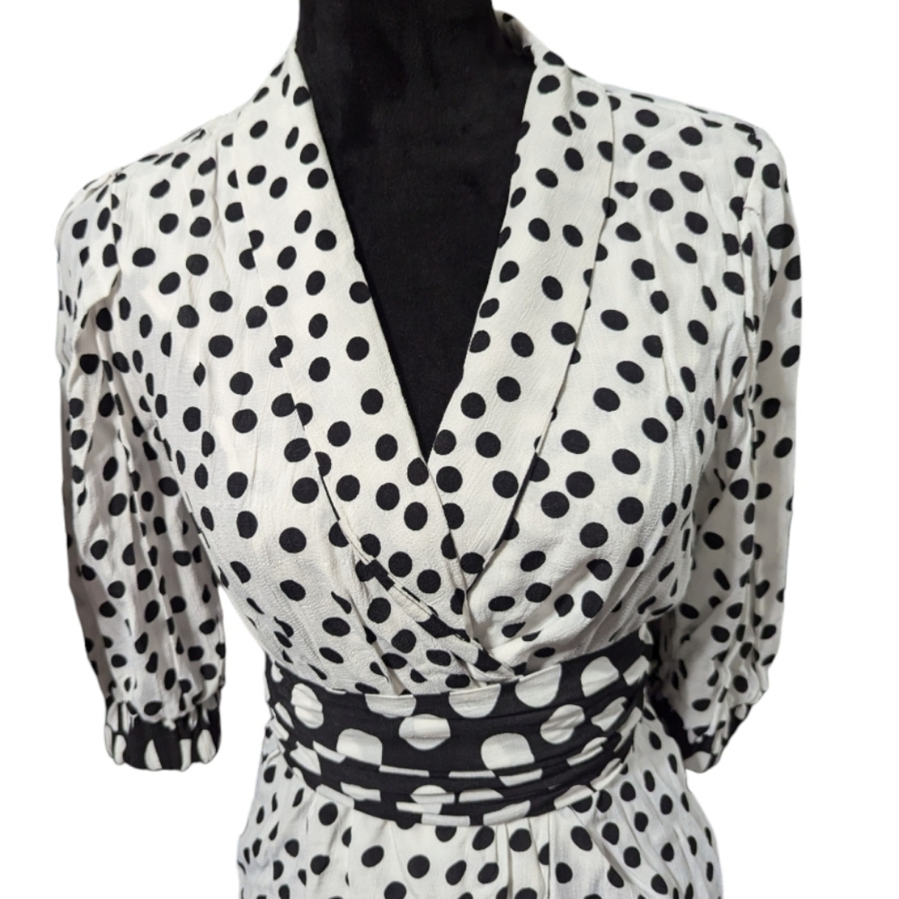Zara TRF Viral Polka Dot Wrap Blouse with 3/4 Puff Sleeves - Picture 10 of 16